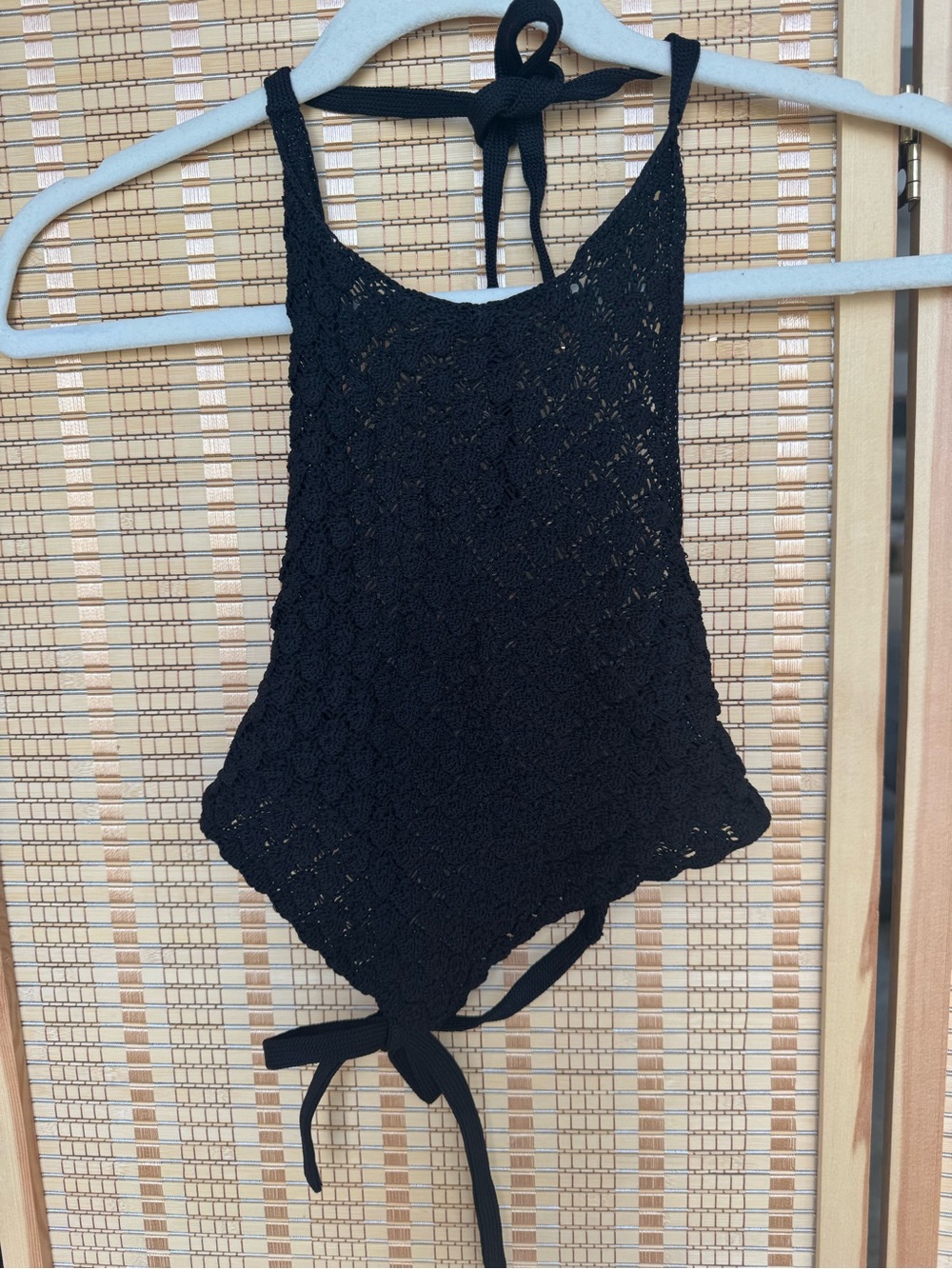 DEVON WINDSOR Black Crochet Halter Top